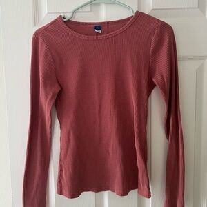 Old Navy Women's Ribbed Long Sleeve Tee - Brick Red